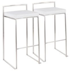 Fuji - Contemporary Stackable Barstool (Set of 2) - White - Velvet