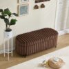 Contemporary Faux Fur Flip Top Storage Bench With - Black Metal Legs, Wide - Brown - Image 4