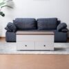 Luna - Coffee Table With Walnut Finish Lift Top, 2 Drawers, And 2 Shelves - White And Brown - Image 10