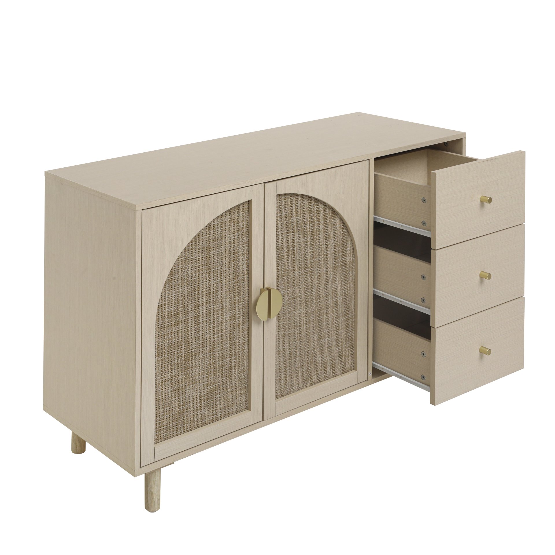 2 Door 3 Drawer Cabinet, Suitable For Bedroom - Natural - Image 12