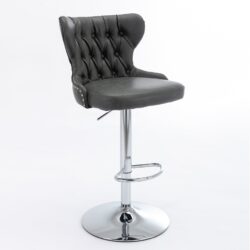 Swivel Barstools Adjusatble Seat Height From 25-33", Modern Upholstered Chrome Base Bar Stools With Backs Comfortable Tufted For Home Pub And Kitchen Island - Dark Gray