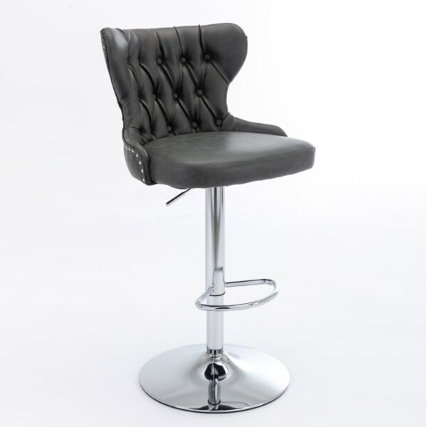 Swivel Barstools Adjusatble Seat Height From 25-33", Modern Upholstered Chrome Base Bar Stools With Backs Comfortable Tufted For Home Pub And Kitchen Island - Dark Gray