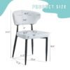 Minimalist Ergonomic Dining Chair With Curved Backrest, Metal Legs (Set of 4) - White / Black - Image 3