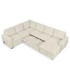 U-Shaped Sofa Sectional Sofa Pull-Out Sofa Bed With A Storage Chaise Lounge, Charging Devices For Living Room - Beige - Image 19