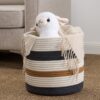 Gregory - Cotton Round Laundry And Storage Basket Medium - Brown / White / Gray - Image 2