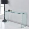 Elegant Transparent Tempered Glass Console Table With Rounded Edges, Modern Sofa Table - Clear - Image 2