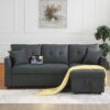 Sectional Sofa Bed L Shaped Sofa Couch Bed With USB Port, Reversible Sofa Couch Sleeper With Pull Out Bed, Chaise With Storage, Pull Out Couch For Living Room - Gray - Image 6