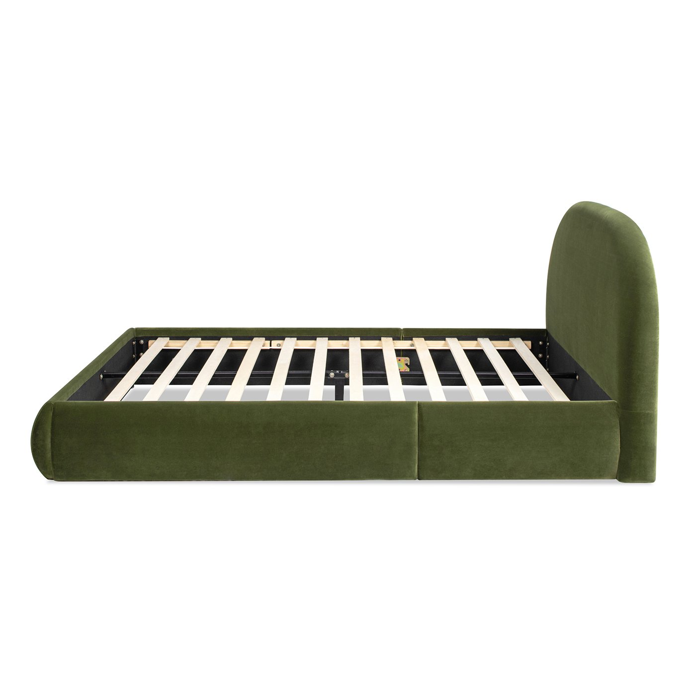 Archie - Queen Puffy Grounded Upholstered Platform Bed - Olive Green - Image 2