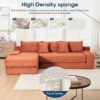 L Shaped Sectional Couch With Memory Foam & Steel Frame Convertible Sofa Bed - Orange - Image 7