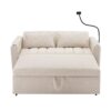 Convertible Sofa Bed Loveseat Sofa With Three USB Ports, Two Side Pockets, Two Cup Holders And 360° swivel Phone Holder For Living Room - Beige - Image 15