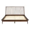 Mid-Century Modern Solid Wood Queen Platform Bed Frame With Spindle Headboard - Walnut - Image 3