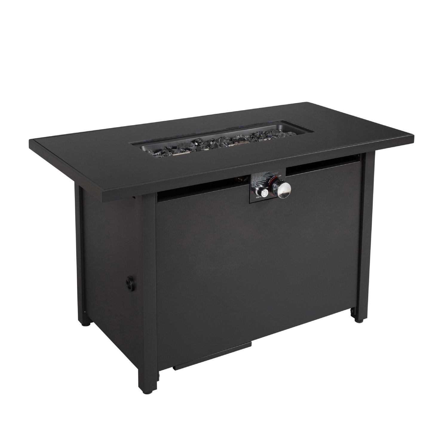 Outdoor Fire Pit Table Durable Construction With Lid - Black - Image 4