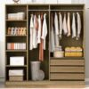Doorless Storage Wardrobe For Dedroom With Shelves And 3 Drawers - Nature - Image 14