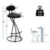 Bar Stools Upholstered Counter Height Barstools For Kitchen Island (Set of 2) Modern Leather Dining Chairs With Footrest - Black - Image 3