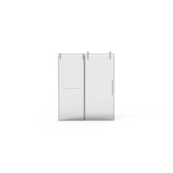 Frameless Shower Door, Sliding Shower Door, Premium 5 / 16" (8 Mm) Thick Tempered Glass Shower Enclosure With Towel Bar, Double Side Easy Clean Coat, Finished With Buffer - Brushed Nickel