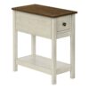 Accent End Table, 2 Tier, Narrow, Lamp, Storage Drawer, Transitional - White - Image 13