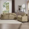 Modern Living Room Sofa 2 Piece Set With Single And 3 Seater Sofas Corduroy - Tan - Image 15