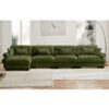 Modern Velvet L Shaped Sectional Cloud Sofa Convertible Deep 4 Seater Modular Couch & Bolstered Armrests - Olive Green - Image 10