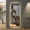 Wall Mounted Full Body Mirror With Dimming Lights Glass - Silver - Image 2