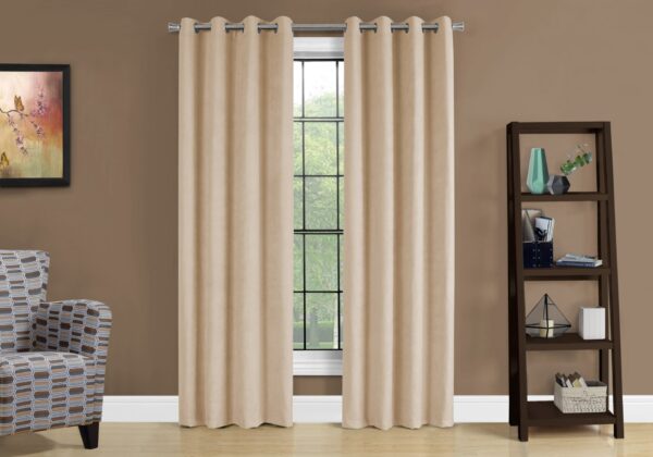 2 Pieces Set, Curtain Panel, Room Darkening, Grommet, Micro Suede, Versatile Use - Brown
