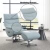 Janella - Top Grain Leather Accent Chair With Swivel & Ottoman - Baby Blue - Image 8