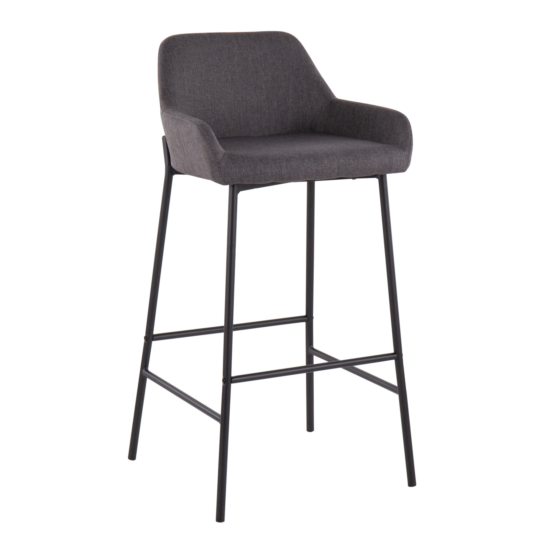 Daniella - Industrial Fixed Height Bar Stool (Set of 2) - Black / Charcoal - Image 2