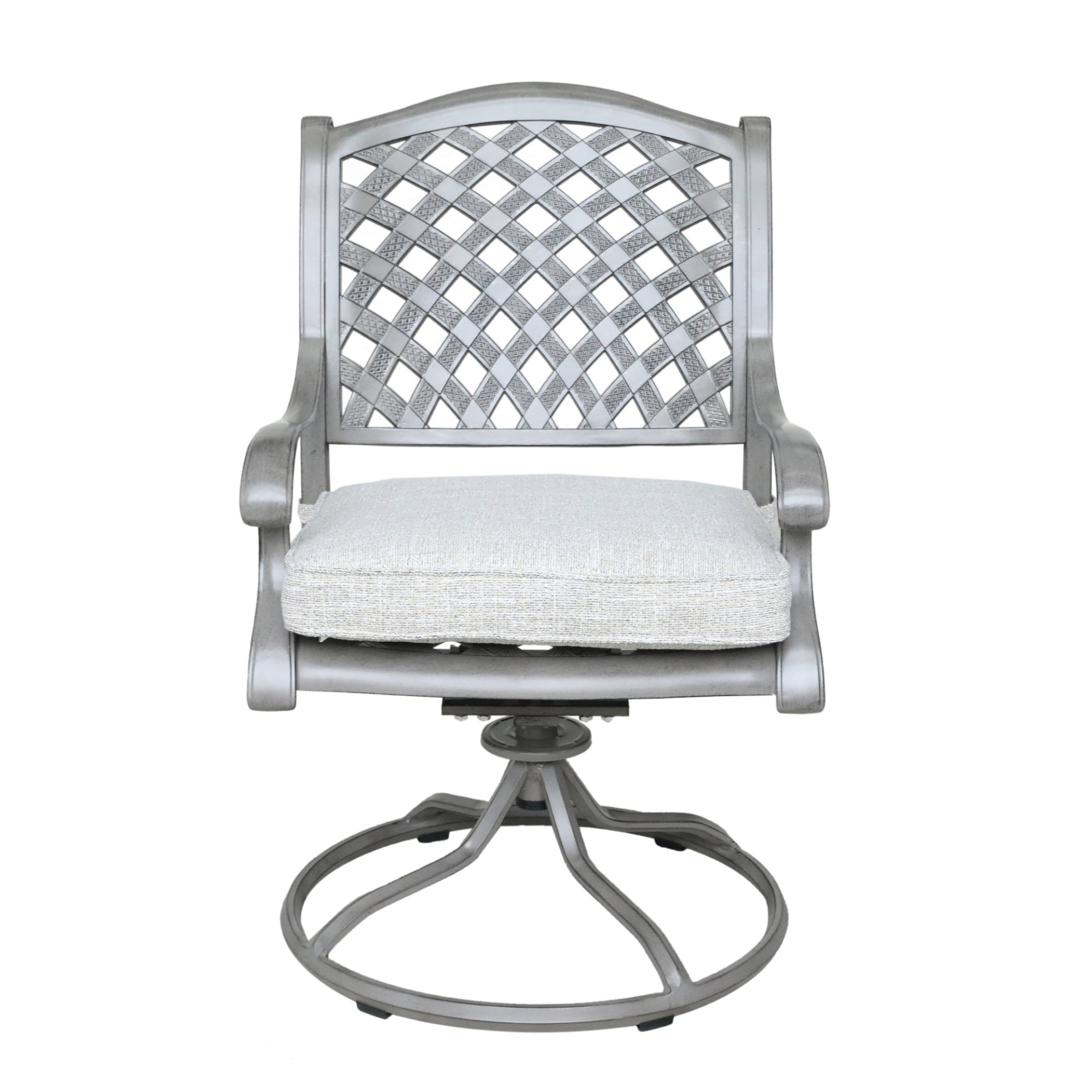 Outdoor Aluminum Swivel Rocker Dining Chairs With Cushions (Set of 2) - Golden Gauze - Image 5