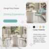 Modern 4 Person Dining Set With Bamboo & Table And Turquoise & Chairs Metal Legs, Space Saving Design - White - Image 8