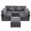 Sectional Sofa Modular Sofa U - Shaped Sofa Couch Sofa Bed L - Shaped Sofa With A Movable Ottoman And Two USB Ports For Living Room - Gray - Image 11
