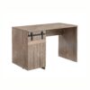 Home Office Desk Hazelnut One Cabinet Three Shelves Faux Barn Door On Metal Euro Hinges Modesty Panel - Light Brown - Image 6