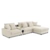 Sectional With Bluetooth Speakers L Shaped Couch With Console USB Charger, Cup Holders Storage Ottoman Deep And Wide Seat Cloud Sofa - Cream - Image 6