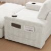 Oversized Chaise Lounge Indoor Rabbit Fur Sofa Bed With Storage Ottoman And Armrests Cup Holders With Deep Seat - Beige - Image 9