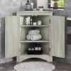 Triangle Bathroom Storage Cabinet With Adjustable Shelves, Freestanding Floor Cabinet For Home Kitchen - Oak - Image 7