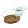 Contemporary Artistic Double Layer Coffee Table Marble And Wood Grain Collision - Transparent / White - Image 20