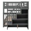 Full Over Full Stairway Bunk Bed With Twin Size Trundle, Storage And Guard Rail For Bedroom - Gray - Image 6