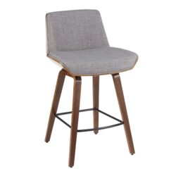 Corazza - Mid-Century Modern Counter Stool - Walnut / Light Gray