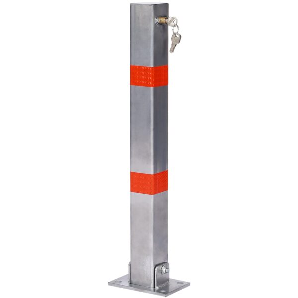 Steel Parking Bollard Pole Barrier With Lock,Square Design - Gray