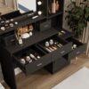 Newly Designed Smart Mirror Dressing Table With Drawers And Storage Cabinet, Dressing Table With Dressing Pad For Bedroom, Dressing Room - Black - Image 7