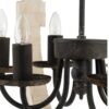 6 Light Wood Chandelier, Hanging Light Fixture With Adjustable Chain For Kitchen, Bulb Not Included - White - Image 8
