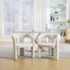 Contemporary Designed Velvet Fabric Upholstered Accent / Dining Chair Teddy Armchair (Set of 2) - Beige - Image 2