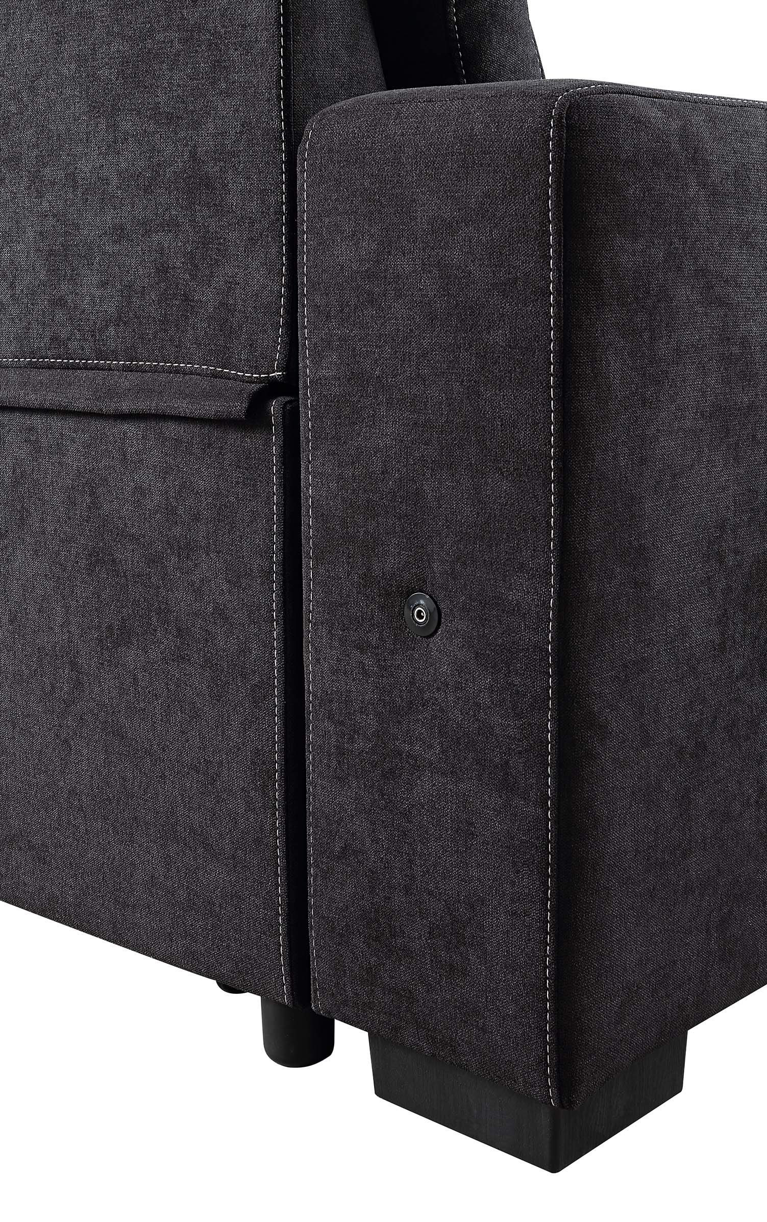 Toby - Reversible Sleeper Sectional Sofa With Storage Chaise Cup Holder Charging Ports And Pockets - Black - Image 7