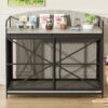 Heavy Duty Large Dog Crate Furniture For Large Medium Dog, Farmhouse Wooden Dog Kennel Indoor End Table, Decorative Pet House For Large Dogs - Gray - Image 4