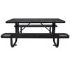 Rectangular Outdoor Steel Picnic Table With Umbrella Pole - Black - Image 5