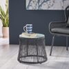 Southport - Boho Side Table With Glass Top, Woven Rope And Iron Frame - Gray - Image 4