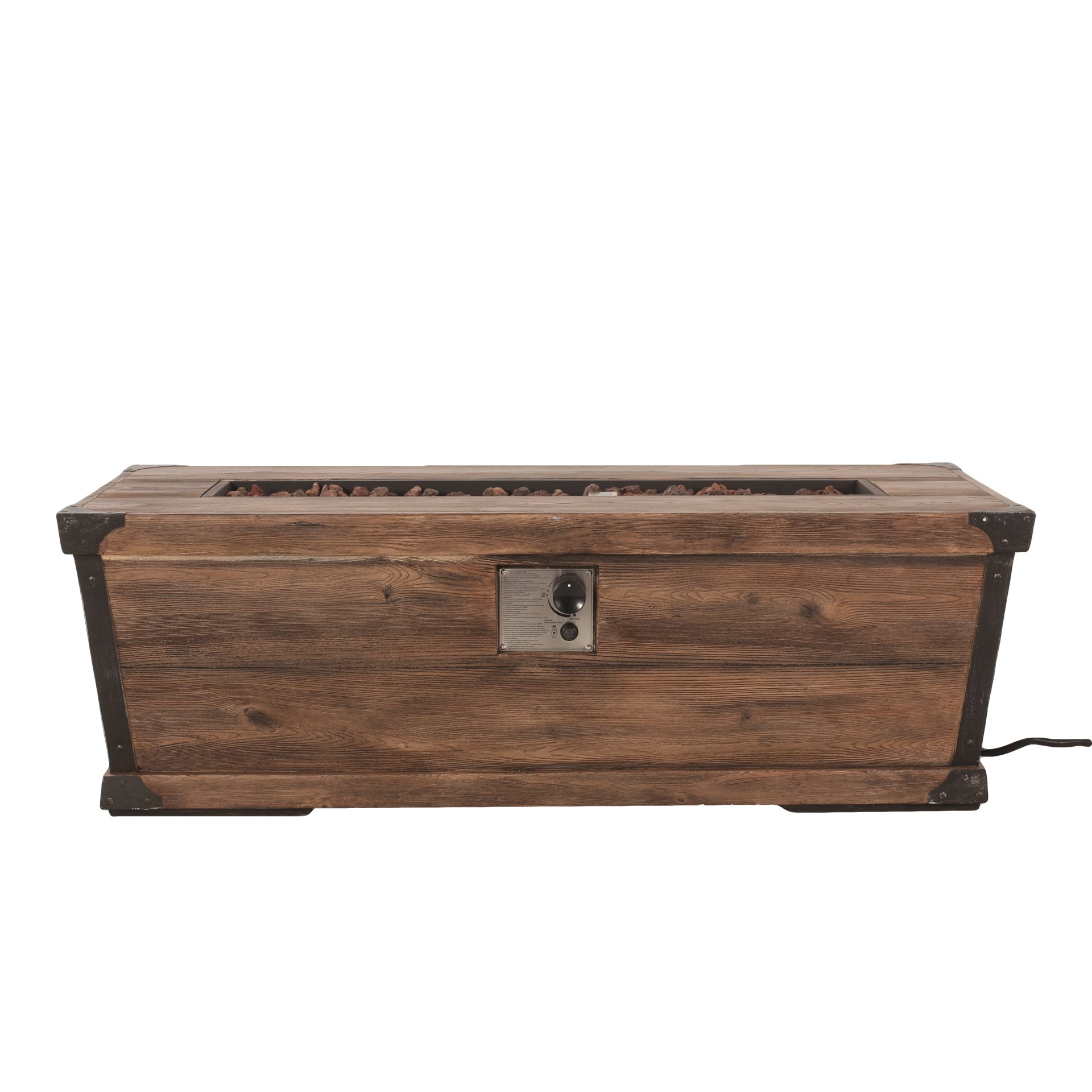 Outdoor Patio Rectangle Gas Burning Fire Pit 50, 000 Btu, Wood Pattern - Brown - Image 4