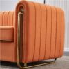 Contemporary Velvet Sofa Couch For Living Room - Orange - Image 6