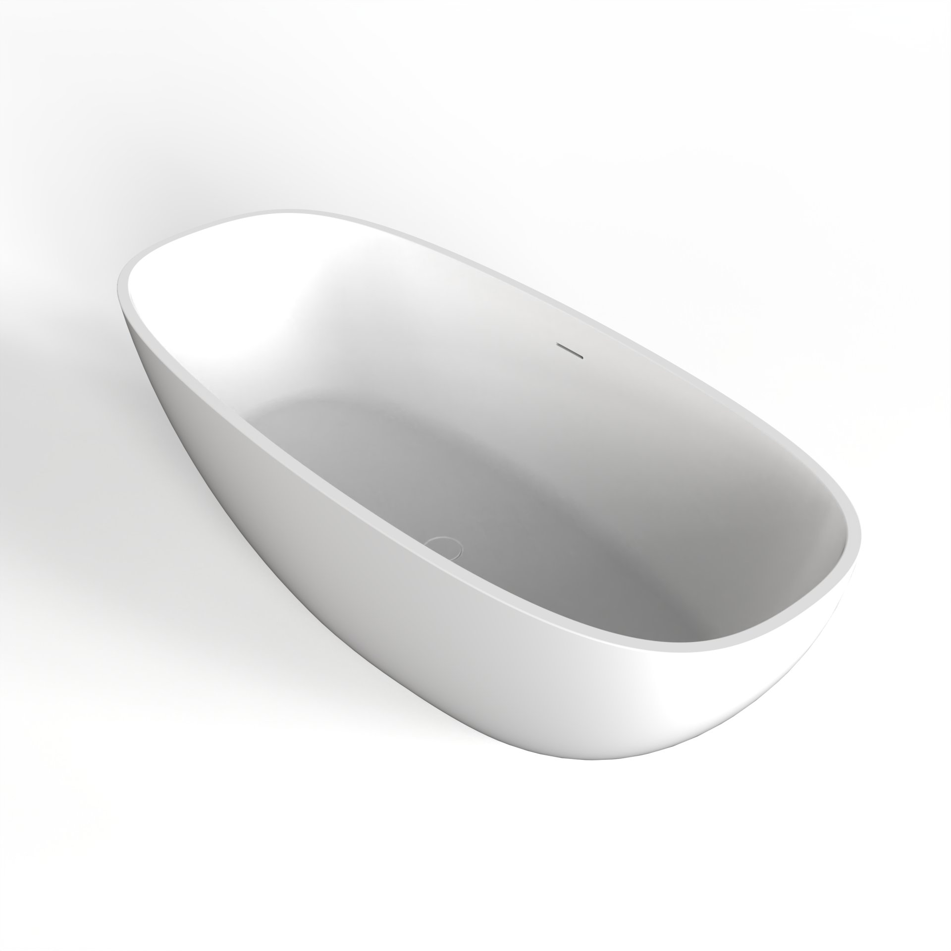 Soaking Bathtub, Freestanding, Solid Surface - Matte White - Image 6