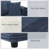 Oversized Loveseat Chaise Lounge Sectional Sofa Bed Corduroy Sleeper Sofa With 2 USB Ports, 2 Cup Holders And 2 Throw Pillows For Living Room And Bedroom - Blue - Image 7
