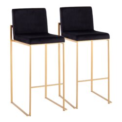 Fuji - Contemporary High Back Barstool (Set of 2) - Gold / Black