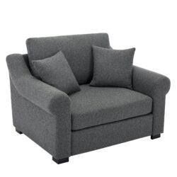 Modern Chenille Oversized Armchair, Chair And A Half, Single Sofa For Bedroom, Living Room, Wide - Gray